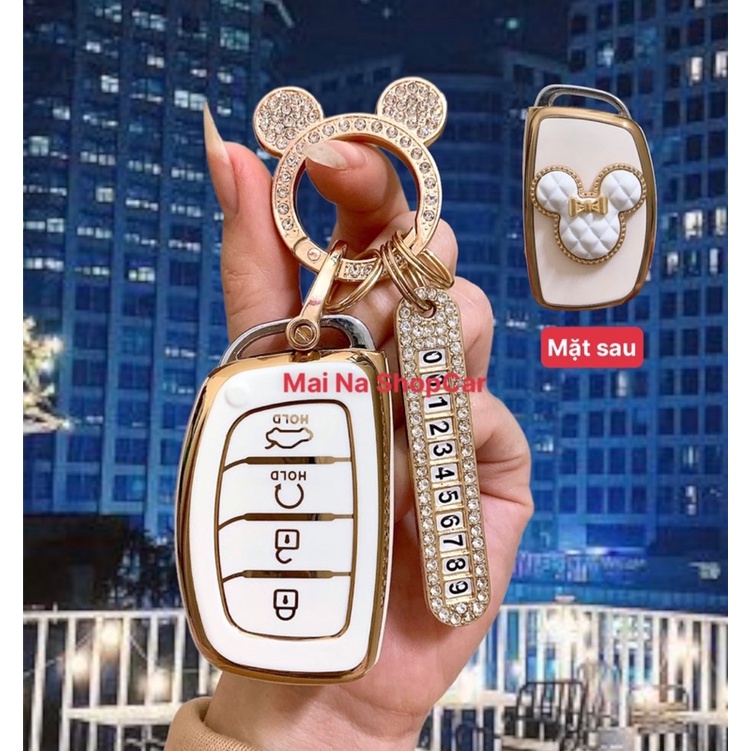 Ốp chìa khoá Hyundai Creta 2022-2023. STARGAZER Mẫu 4 nút. Đính Đá Nhân Tạo Cao Cấp Sang Trọng