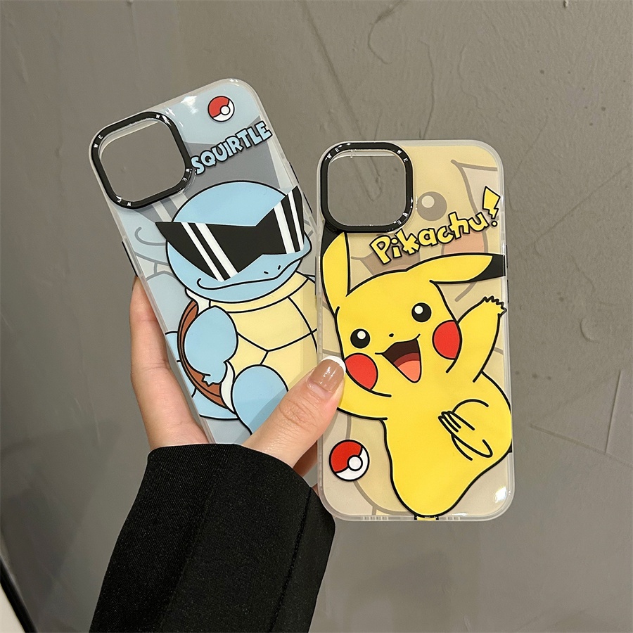 Ốp Điện Thoại Cứng Hình Pokemon Pikachu & Squirtle Cho iPhone 14 Pro Max iPhone 13 Pro Max iPhone 12 Pro Max iPhone 11