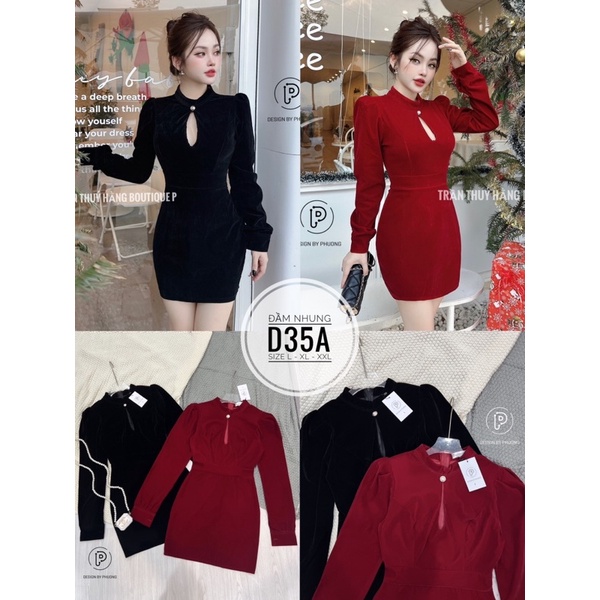 Bigsize Đầm nhung khoét ngực D35A