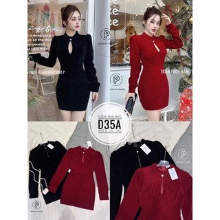 Bigsize Đầm nhung khoét ngực D35A