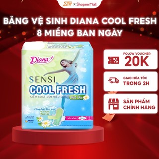 Combo 3 gói băng vệ sinh Diana Sensi Cool Fresh Mát Dịu Siêu Mỏng Có Cánh 8 miếng/gói