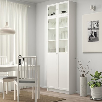 JELLY, Kệ sách 7 tầng cửa kính cổ điển SHE_062, 80x30x237cm, kệ gỗ Scandi Home