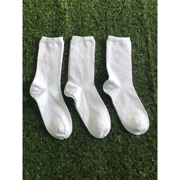 Tất bắp chân học sinh nữ màu trắng sợi cotton mềm đanh mịn phong cách nữ sinh Nhật Bản hàng Uni vnxk