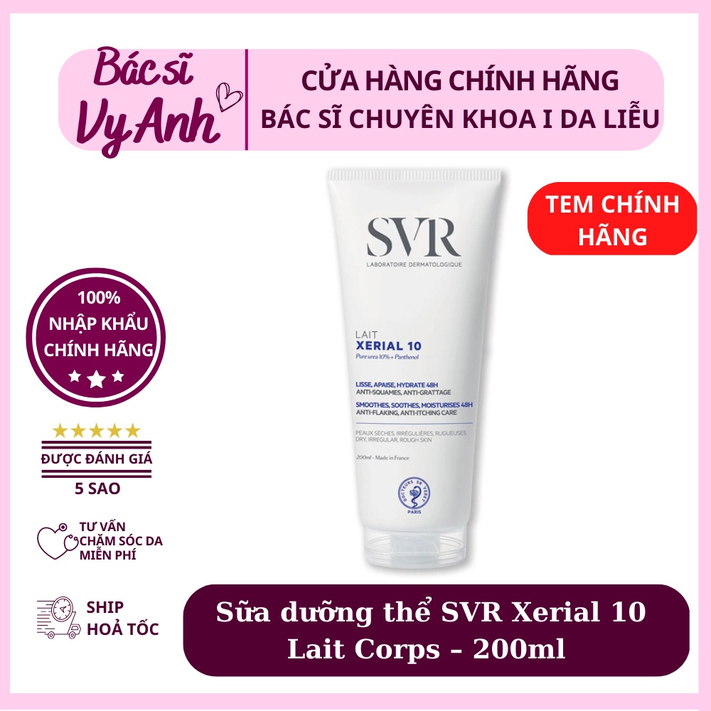 Kem dưỡng da toàn thân dành cho da khô, giúp giữ ẩm da SVR XERIAL 10 Lait 200ml
