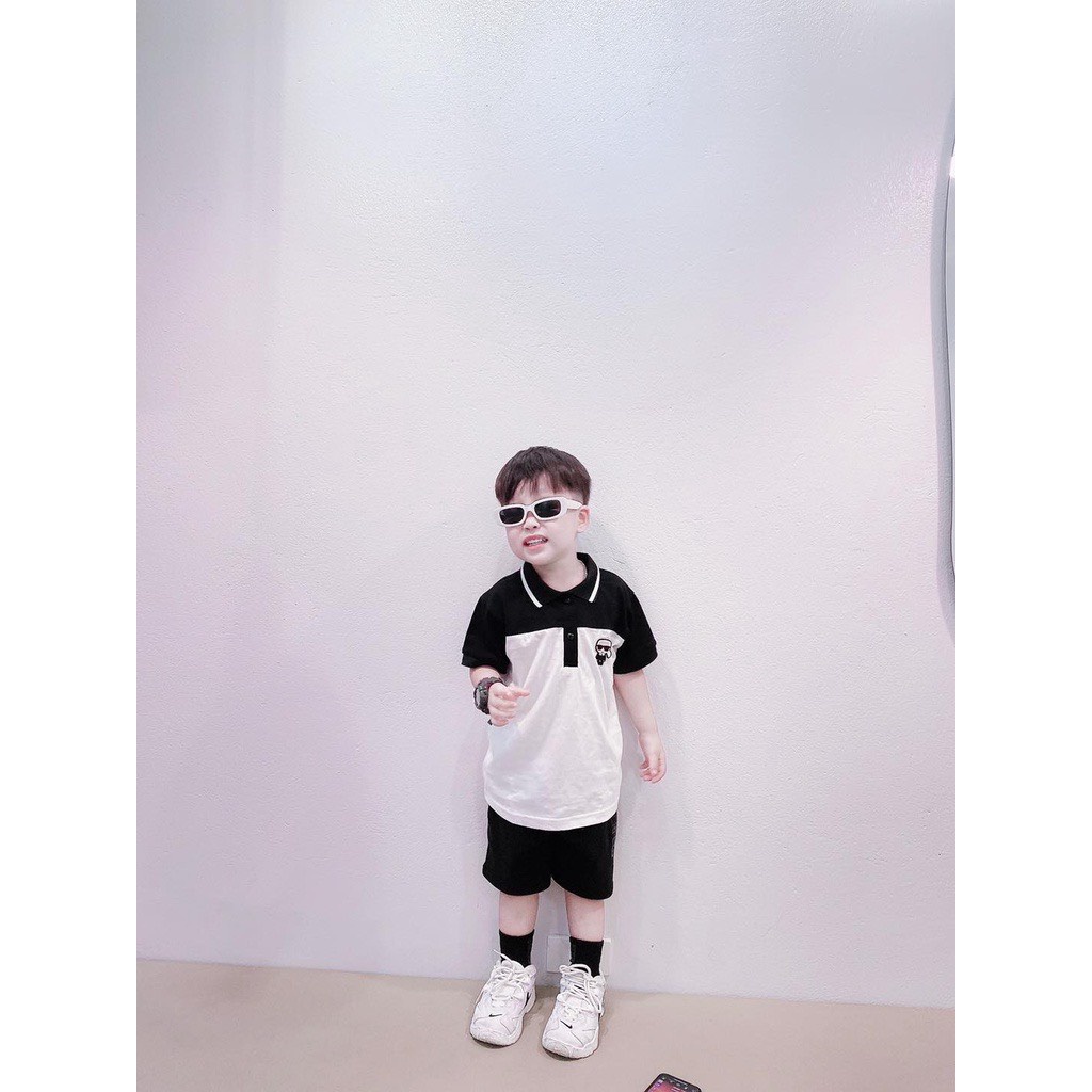 Bộ quần áo KARL in hình icon cực đẹp phối màu đen trắng cho bé trai  SHOP BÉ TÔM KIDS
