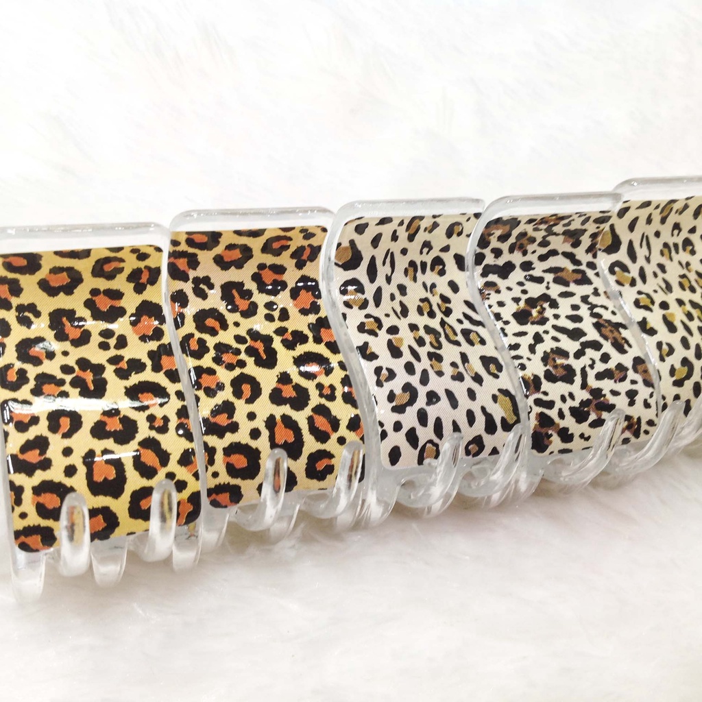 Kẹp tóc càng cua 5 răng hoa văn mèo đốm dễ thương màu sắc tươi sáng