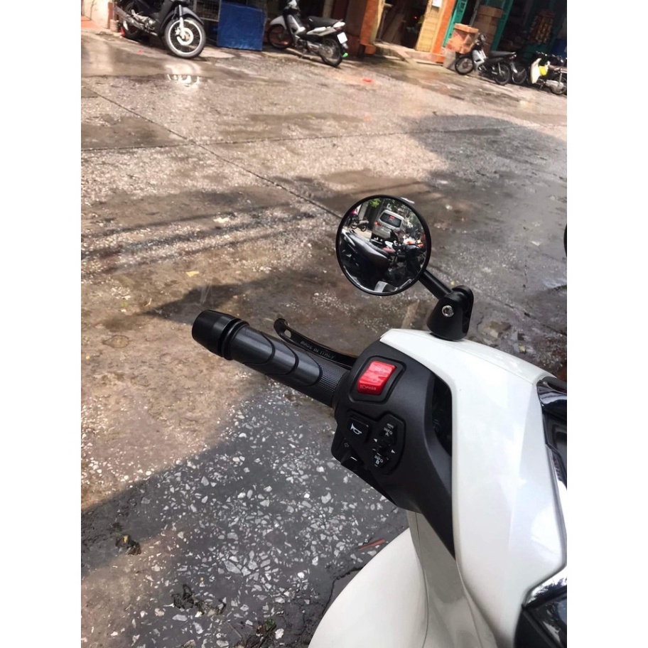 Gương Tròn Moto Mini BAR END Gương Rizoma Gắn Tay Lái Hoặc Chân Gương - Nhôm Mặt Kính Trắng - Kính tròn xe máy – Nhỏ Gọn