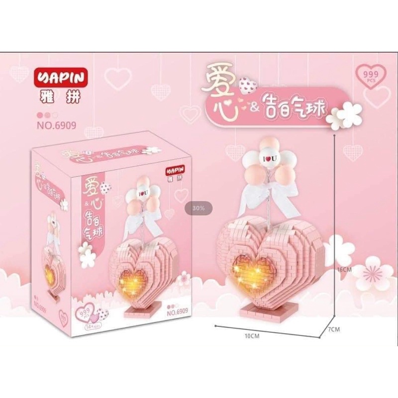 Mô Hình Lắp Ghép Hình Trái Tim Phát Sáng Có Kèm Bóng Đèn Led - Mô hình đồ chơi lắp ghép thông minh hàng có sẵn