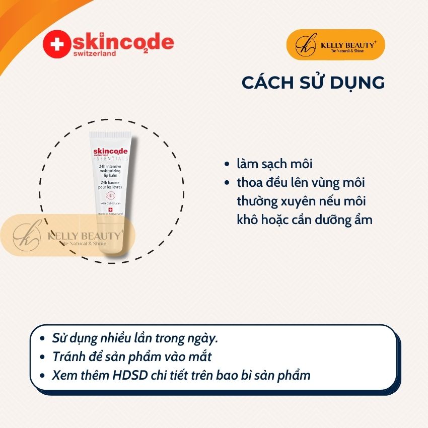 Dưỡng Môi Essential 24h Intensive Moisturizing Lip Balm SKINCODE - Cấp Ẩm, Giảm Khô Môi, Ngừa Thâm Môi | Kelly Beauty