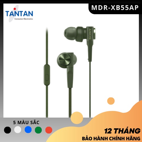 Tai nghe CẮM DÂY EXTRA-BASS Sony MDR-XB55AP | FREESHIP | Màng loa 12mm dạng vòm  Xuất xứ: Thái Lan - Microphone