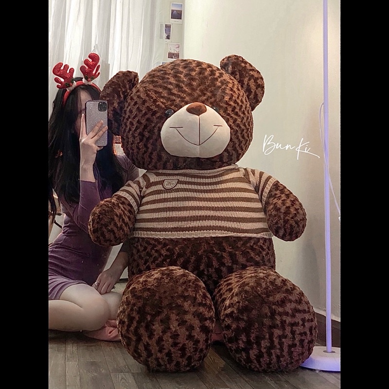 Gấu Bông Teddy LogoBaby 1m6 Khổ Vải Cao 1m5 Thực Tế Cao Cấp BUNKI