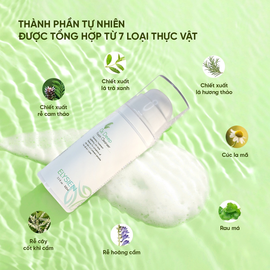 Sữa rửa mặt thiên nhiên O2 Deep Foam Cleanser ELYSIEN chính hãng giảm mụn tạo bọt thải độc bụi bẩn bã nhờn 100ml - B2B