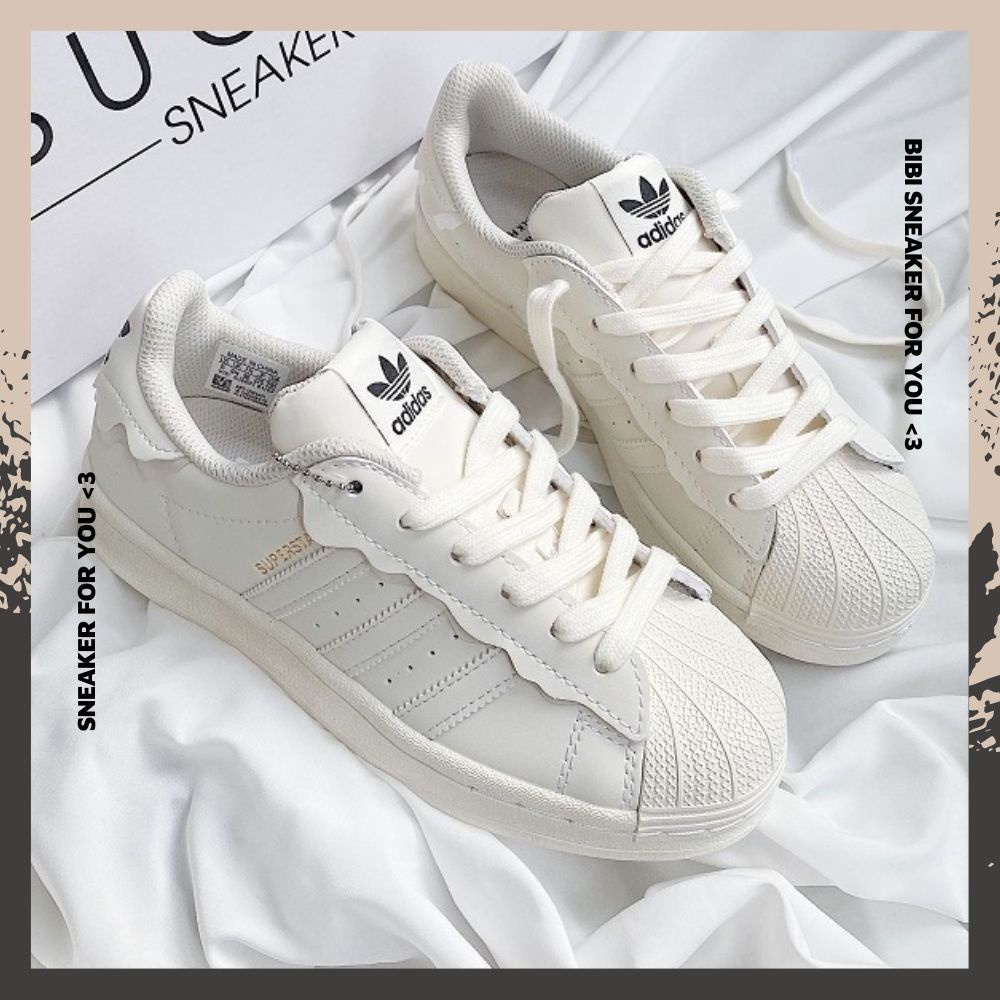 Giày Adidas_Sò Nam Nữ, Giày DAS Superstar Mũi Sò Bản Mới Full 3 Màu Hồng Kem Xanh Full Box Bill Hàng Đẹp - BIBISNEAKER