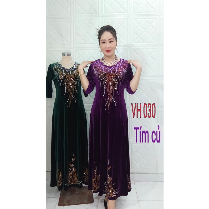 Váy Đầm dự tiệc Maxi VH030 Đính đá sang chảnh phù hợp với tuổi trung niên