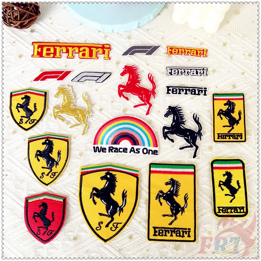 ❣️1 Miếng Dán Ủi Thêu Hình Xe Hơi Ferrari F1: We Race As One❣️Sticker Ủi Thêu Hoạ Tiết Ngộ Nghĩnh