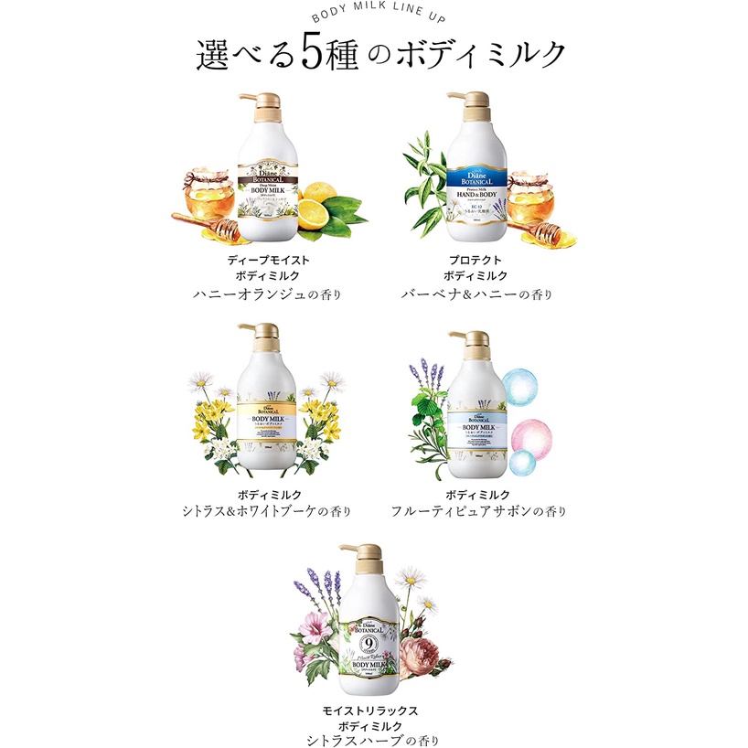 Sữa dưỡng thể Japan Diane Botanical deep moist  500ml da thường ,da nhạy cảm/4 mùi