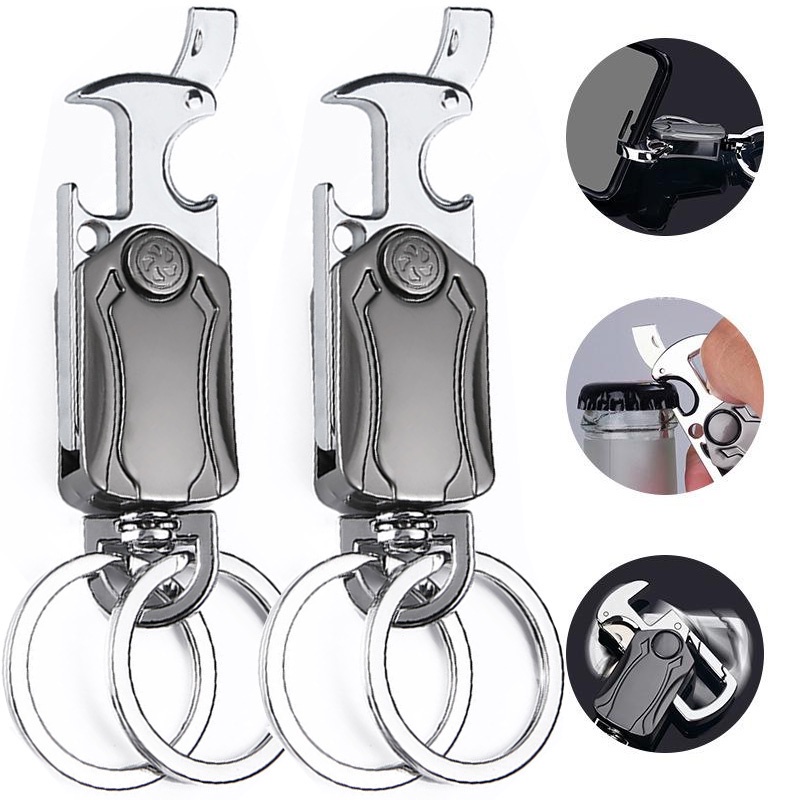 Móc Khóa Dạng Vòng Xoay Mở Nắp Chai Bia Chống Ăn Mòn Đa Năng Móc khóa Spinner móc chìa khóa inox đa chức năng mở bia, cắt băng dính cao cấp giảm căng thẳng