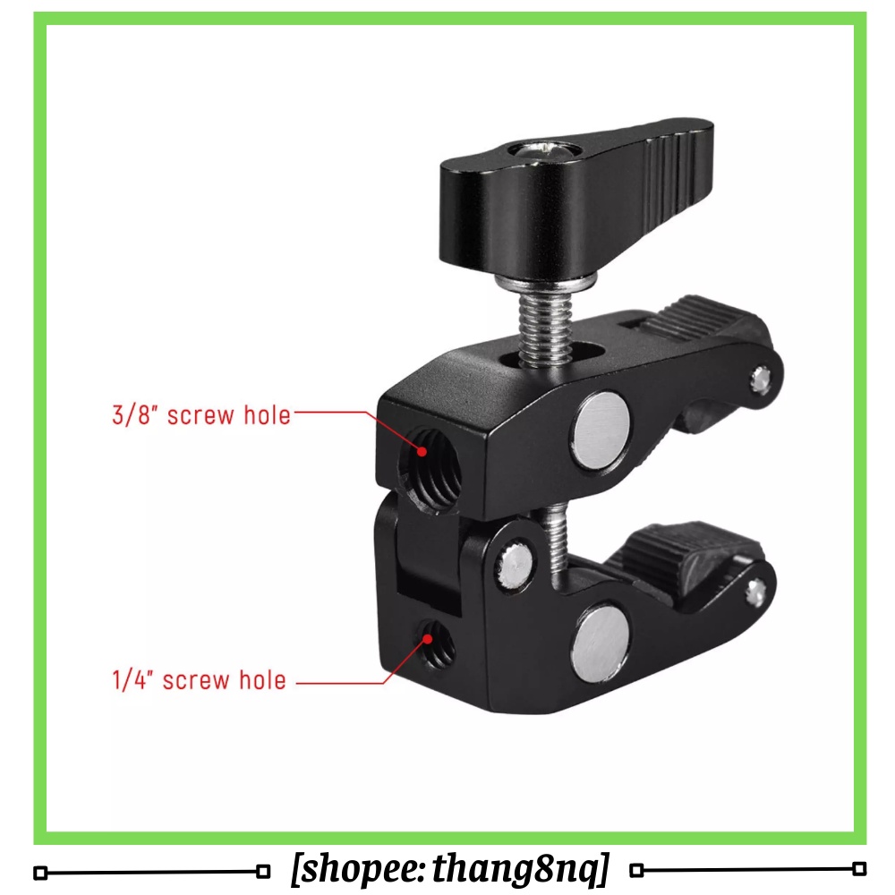 Kìm kẹp cua Andoer, kìm siêu kẹp tích hợp lỗ vít 1/4 và 3/8, gắn mở rộng các thiết bị quay chụp