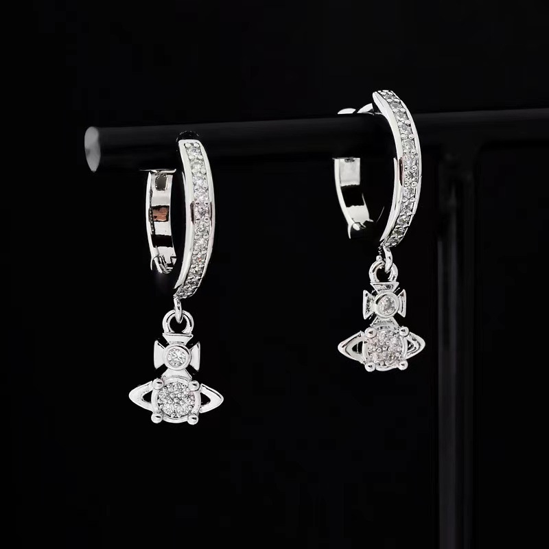 Westwood Khuyên Tai Bạc Zirconium Phong Cách Retro / Bông Tai Đơn Giản Cho Nữ