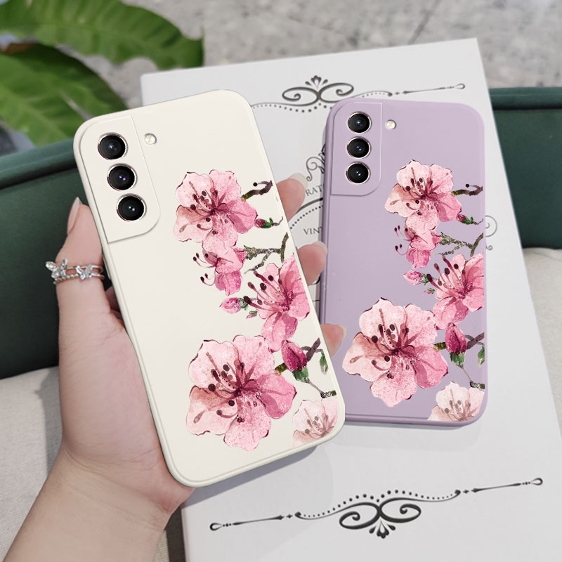 Ốp Điện Thoại Tpu In Hình Hoa Đào Mực Cho Samsung Galaxy S21 S20 FE Ultra Plus