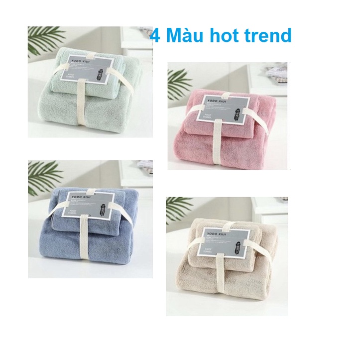 Bộ 2 khăn tắm lông cừu xuất hàn - khăn tắm cỡ lớn siêu mềm mịn (hàng mới nhất 2021)