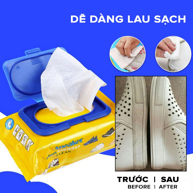 Combo 30 Tờ Khăn Giấy Lau Giày Sneaker Siêu Sạch Không Hoá Chất Làm Hại Da Tay, Vải Giày H304-A