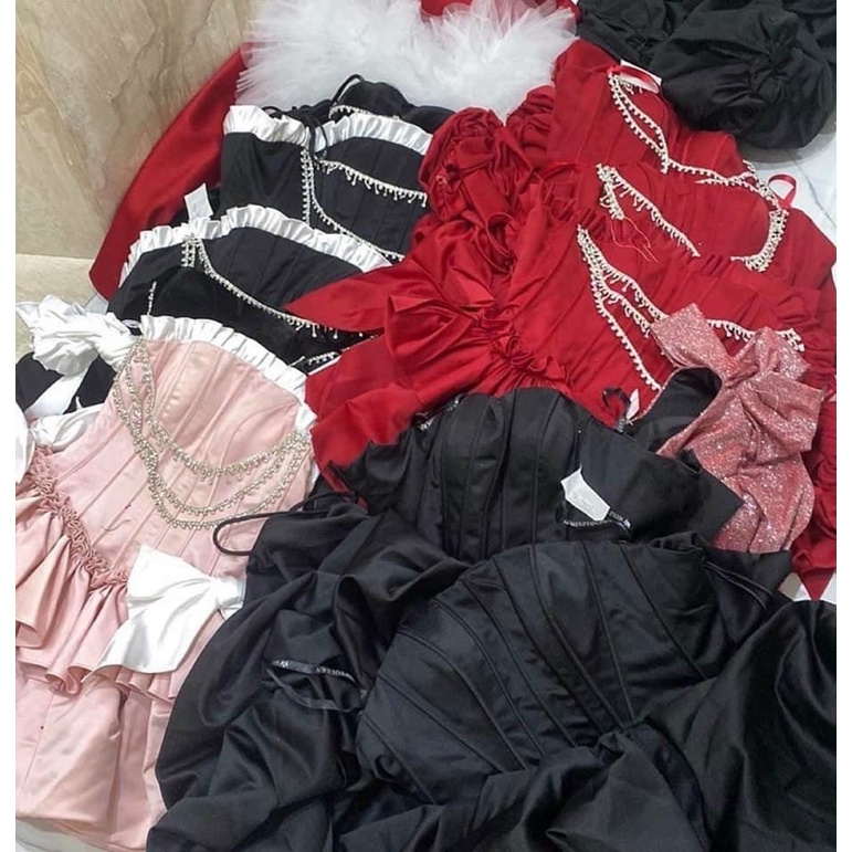 Đầm dáng mini xoè phồng bí cúp dây đá TRIPBLE T DRESS - size S/M/L - MS351V