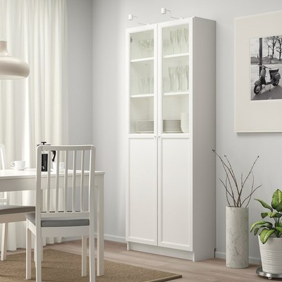 JELLY, Kệ sách 6 tầng cửa cổ điển kèm kính SHE_056, 80x30x202cm, kệ gỗ Scandi Home