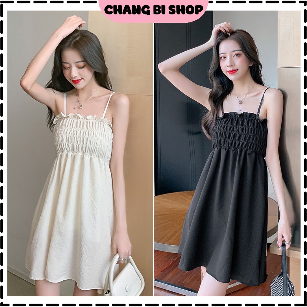 Đầm 2 dây babydoll dáng ngắn xòe , váy 2 dây thô chun ngực mặc được 2 kiểu cực kì dễ thương , năng động Chang Bi Shop