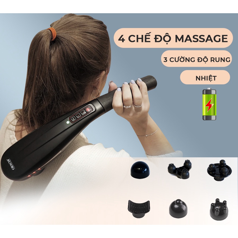 Máy massage cầm tay có đèn hồng ngoại OKACHI LUXURY JP-M610 (màu đen)