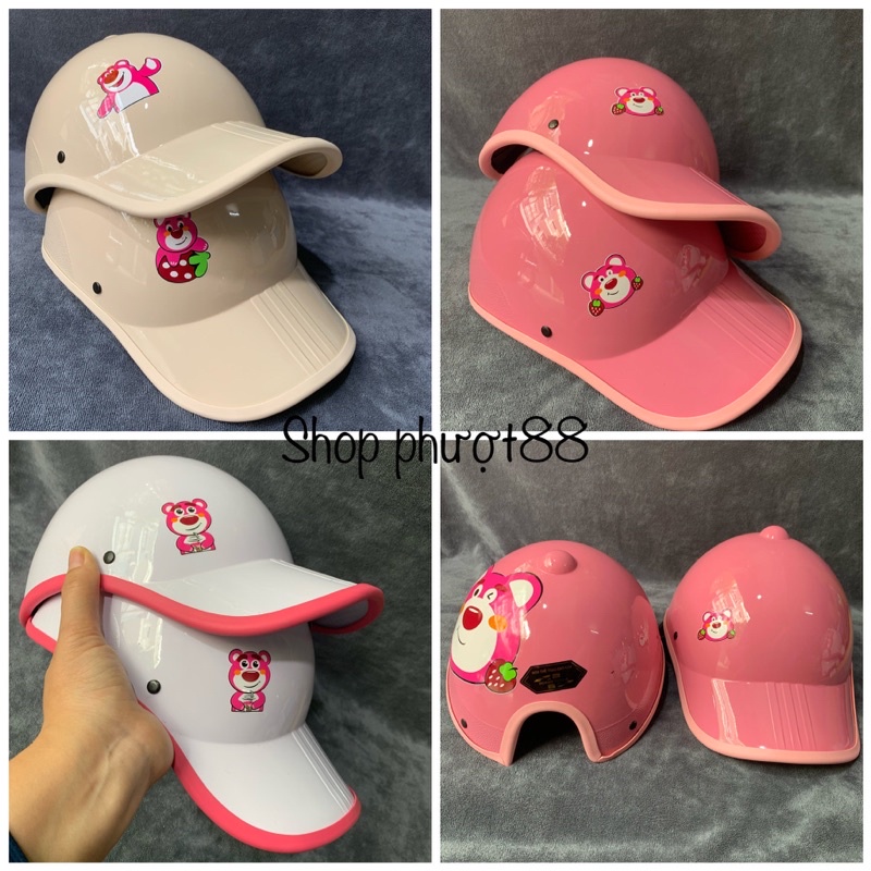 🔥 HOT TREND 🔥Nón bảo hiểm kết gấu dâu và Doraemon Chuẩn cty