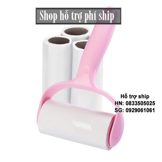 Hỗ trợ Ship Cây Lăn lông chó mèo và Bụi Quần Áo combo 1 cán 4 cuận giấy
