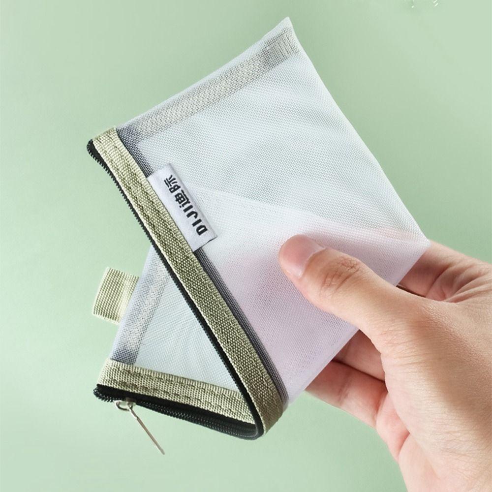 Túi Lưới Nylon Đựng Bút Chì / Mỹ Phẩm Nhỏ Gọn Có Khóa Kéo
