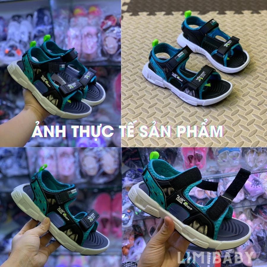 Dép quai hậu bé trai LIMIBABY đi học đi biển da cao cấp nhẹ êm chống trơn dán cho chân múp hoặc gầy thể thao xanh ST85