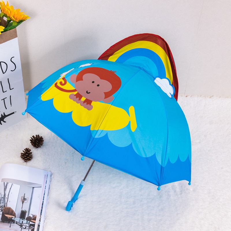 Dù Gấp Gọn Nhẹ Tay Cầm Dài In Họa Tiết Hoạt Hình Dễ Thương Cho Bé