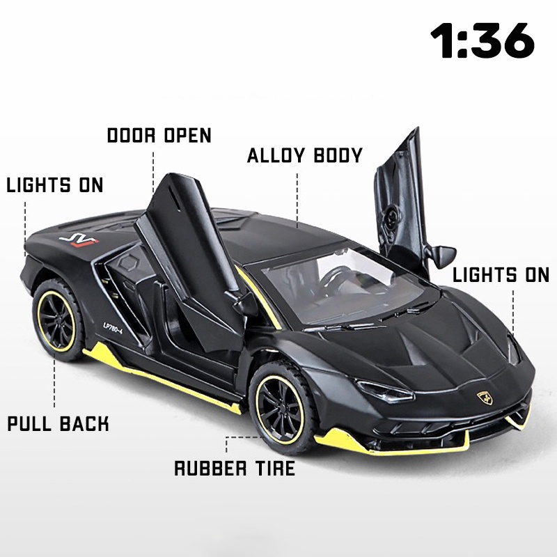Mô Hình Xe Hơi Lamborghini LP780-4 Tỉ Lệ 1: 36 Bằng Hợp Kim Có Đèn Và Nhạc Dễ Thương Cho Bé Trai