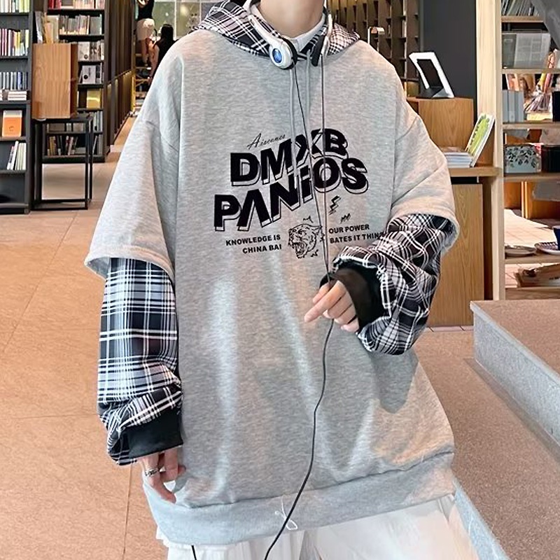 Áo Hoodie Giả 2 Lớp In Chữ Phong Cách Hàn Quốc Chất Lượng Cao Cho Nam