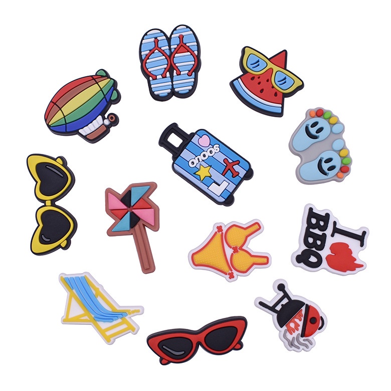 Fashion Crocs Jibbitz Acchesoris Sáng tạo "Beach Holiday" Thẻ giày Gesper DIY quyến rũ