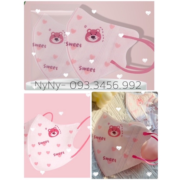 KHẨU TRANG 𝟑𝐃 𝐇𝐎Ạ 𝐓𝐈Ế𝐓 GẤU DÂU LOTSO SIÊU HOT