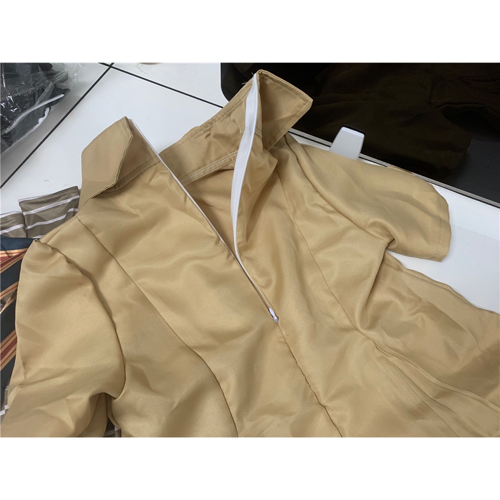 M3GAN Cosplay Dress For Kids Girl Adult Women Khaki Long Sleeve Shirt with Bowtie AI Doll Robot Costume Outfits