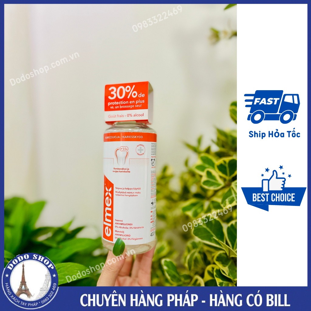 Nước súc miệng Elmex dành cho trẻ em và người lớn, không chứa cồn 400ml.