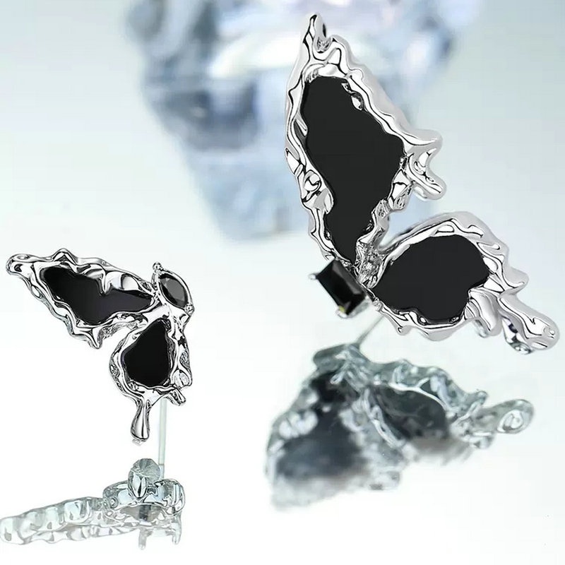 1 Đôi Bông Tai Hình Bướm Bằng Đá Nham Thạch Thời Trang Hàn Quốc Dành Cho Nữ