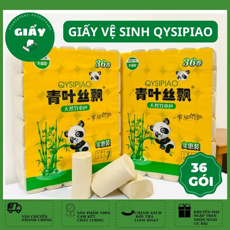 giấy vệ sinh nội địa trung QYSIPIAO cao cấp 1 dây 36 cuộn 4 lớp dai mịn không mủn