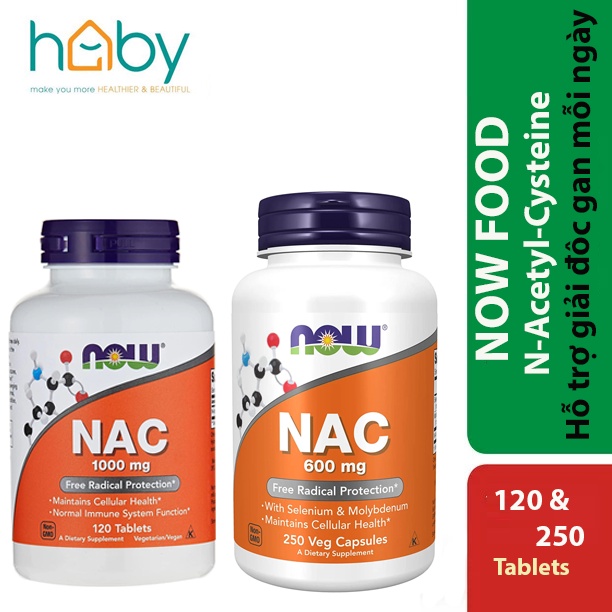 Giải Độc Gan | Viên Uống NOW - N-Acetyl Cysteine ​​(NAC) Hỗ trợ giải độc gan 600mg, 1000 mg