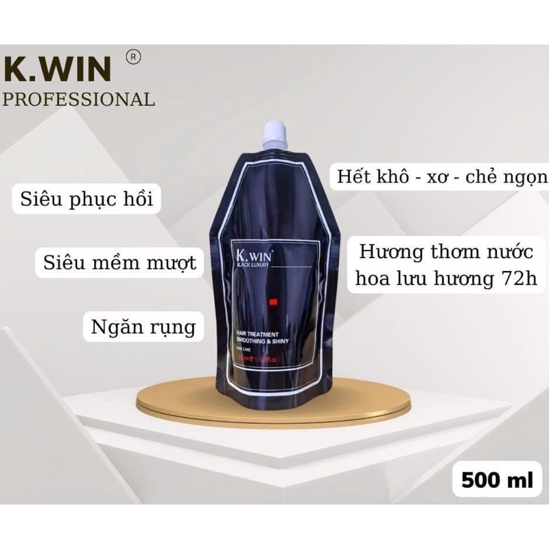 Kem ủ tóc dầu hấp tóc phục hồi hư tổn Colagen dưỡng tóc siêu mềm mượt Kwin Black Luxury dạng túi 500ml (Hàng chính hãng)