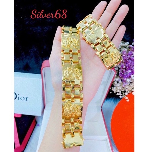 Lắc tay nam mạ vàng,lắc rồng bản to màu 24 sang trọng sáng bóng silver68