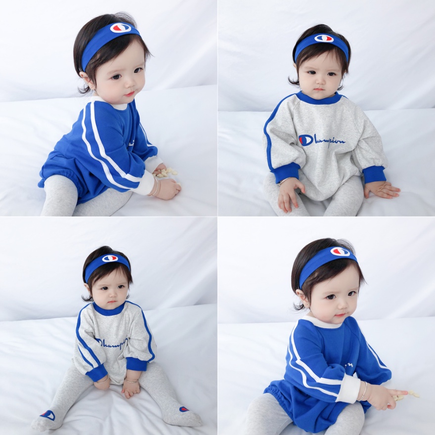 Áo Liền Quần Và Băng Đô Năng Động Thời Trang Cho Bé Trai Sơ Sinh