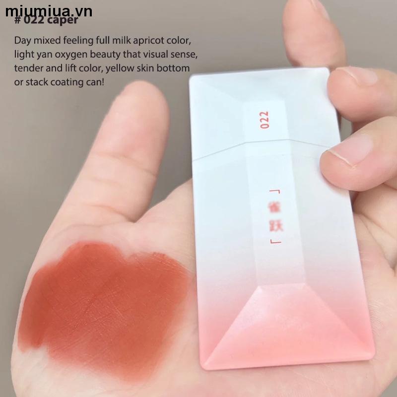 Miumiua💋Son Kem Môi Màu Nhung Lì Kết Cấu Trong Suốt Thẻ Sương Mù Cá Tính Dành Cho Bạn Gái