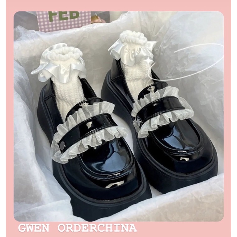 Giày oxford quai phối viền bèo tiểu thư