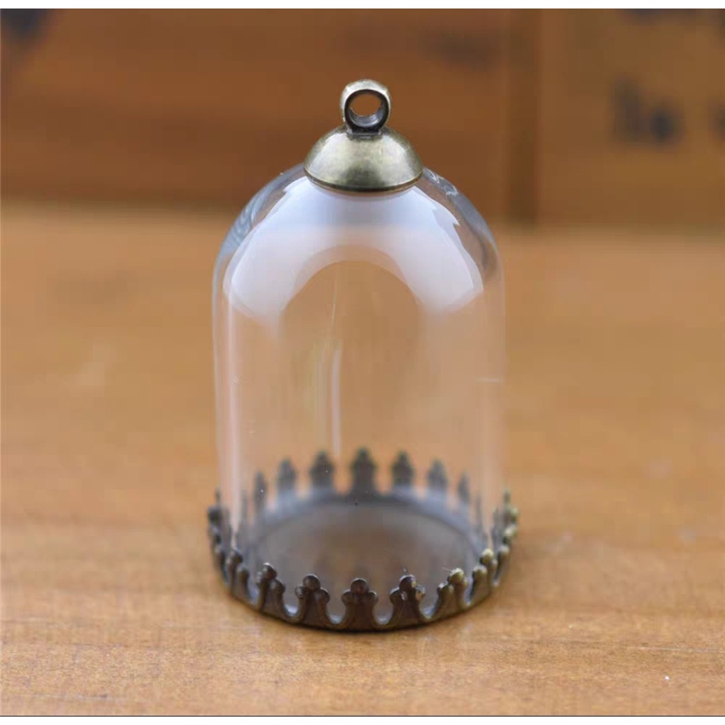 Vương Miện Mini Bằng Đồng Bóng Màu Bạc 25 * 38mm Có Nắp Treo Chống Bụi Trang Trí Phong Cảnh diy